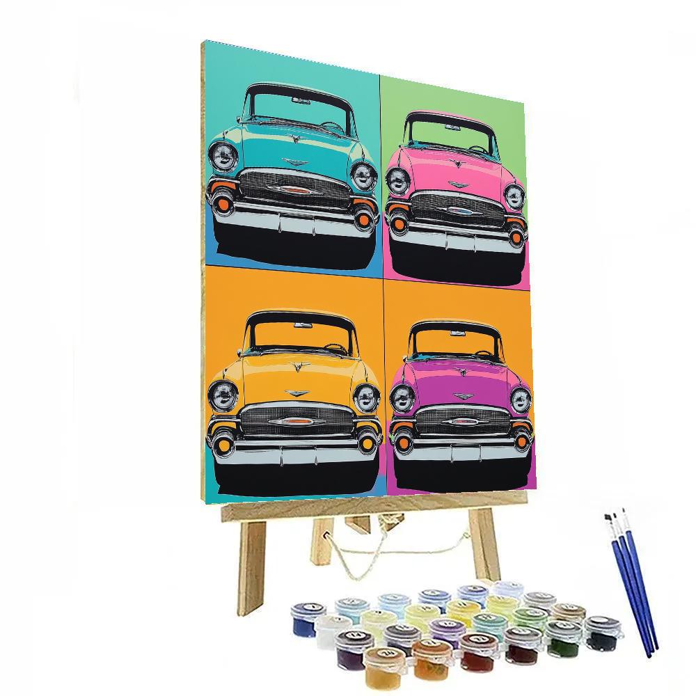 Andy Warhol Inspired Neon Vintage Car DIY paint by numbers