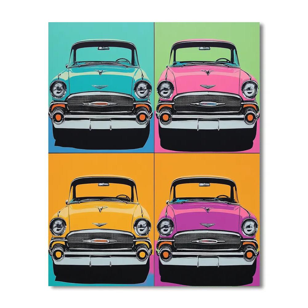 Andy Warhol Inspired Neon Vintage Car DIY paint by numbers