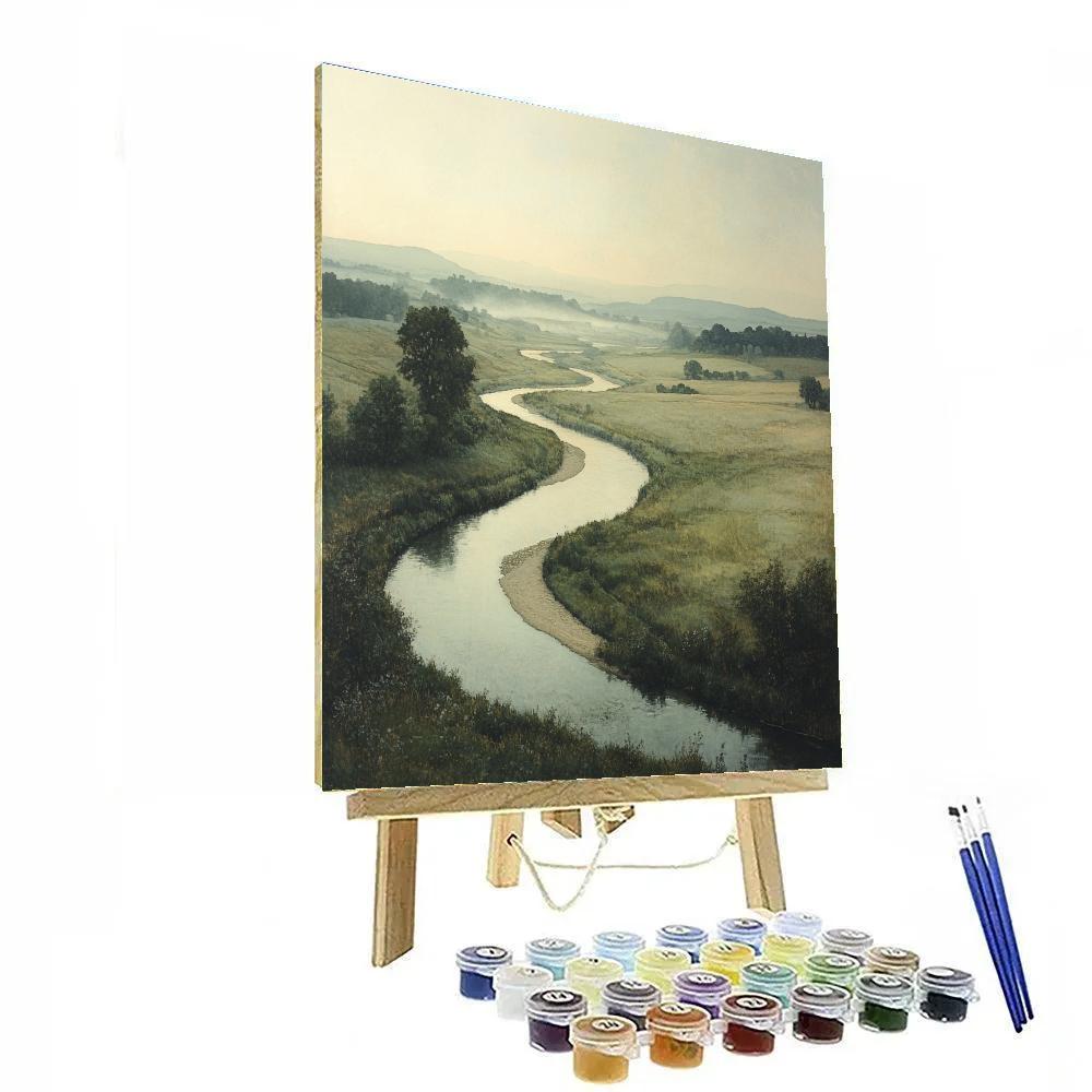 Leonardo Da Vinci Inspired Misty Countryside Rivers Paint by numbers kits