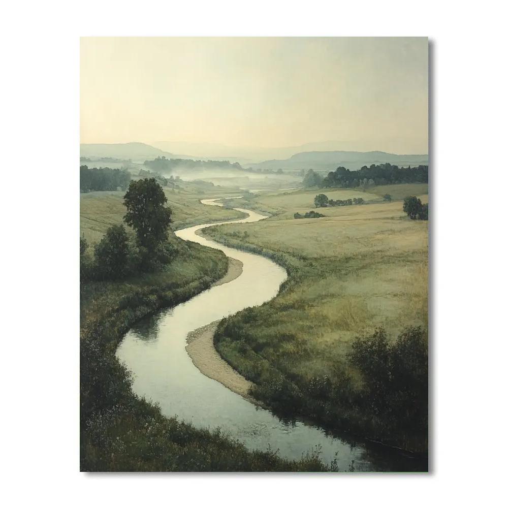 Leonardo Da Vinci Inspired Misty Countryside Rivers Paint by numbers kits