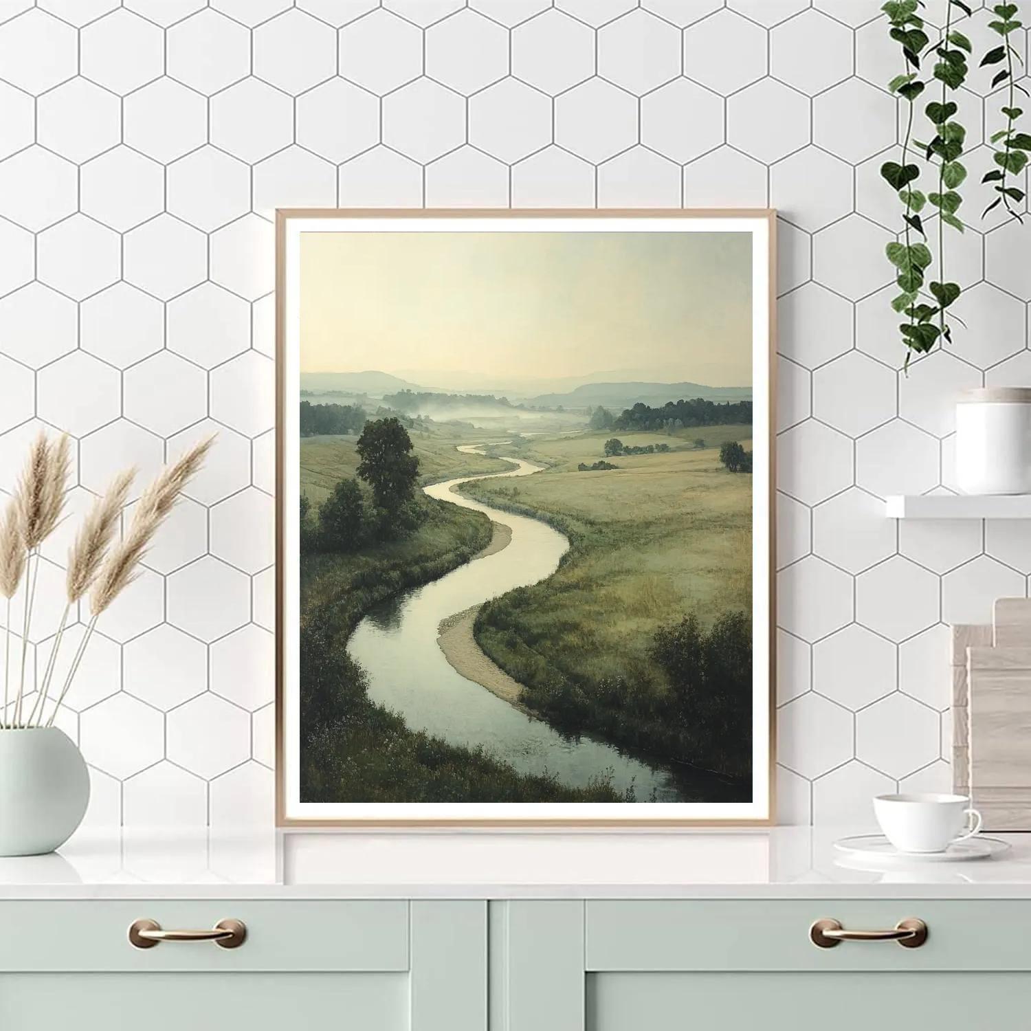 Leonardo Da Vinci Inspired Misty Countryside Rivers Paint by numbers kits