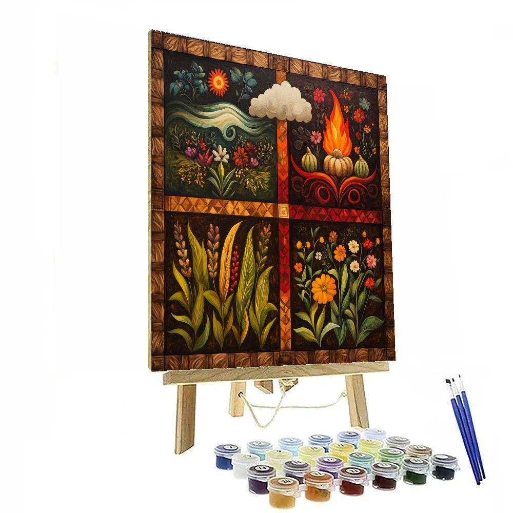 Frida Kahlo Inspired Milpa Of The Four Elements Numbered painting kits
