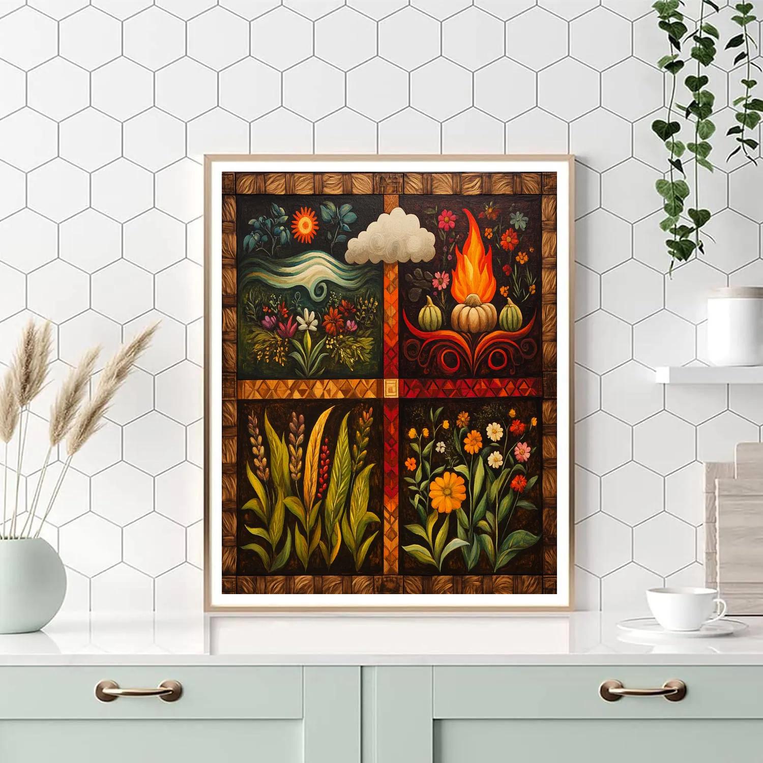 Frida Kahlo Inspired Milpa Of The Four Elements Numbered painting kits