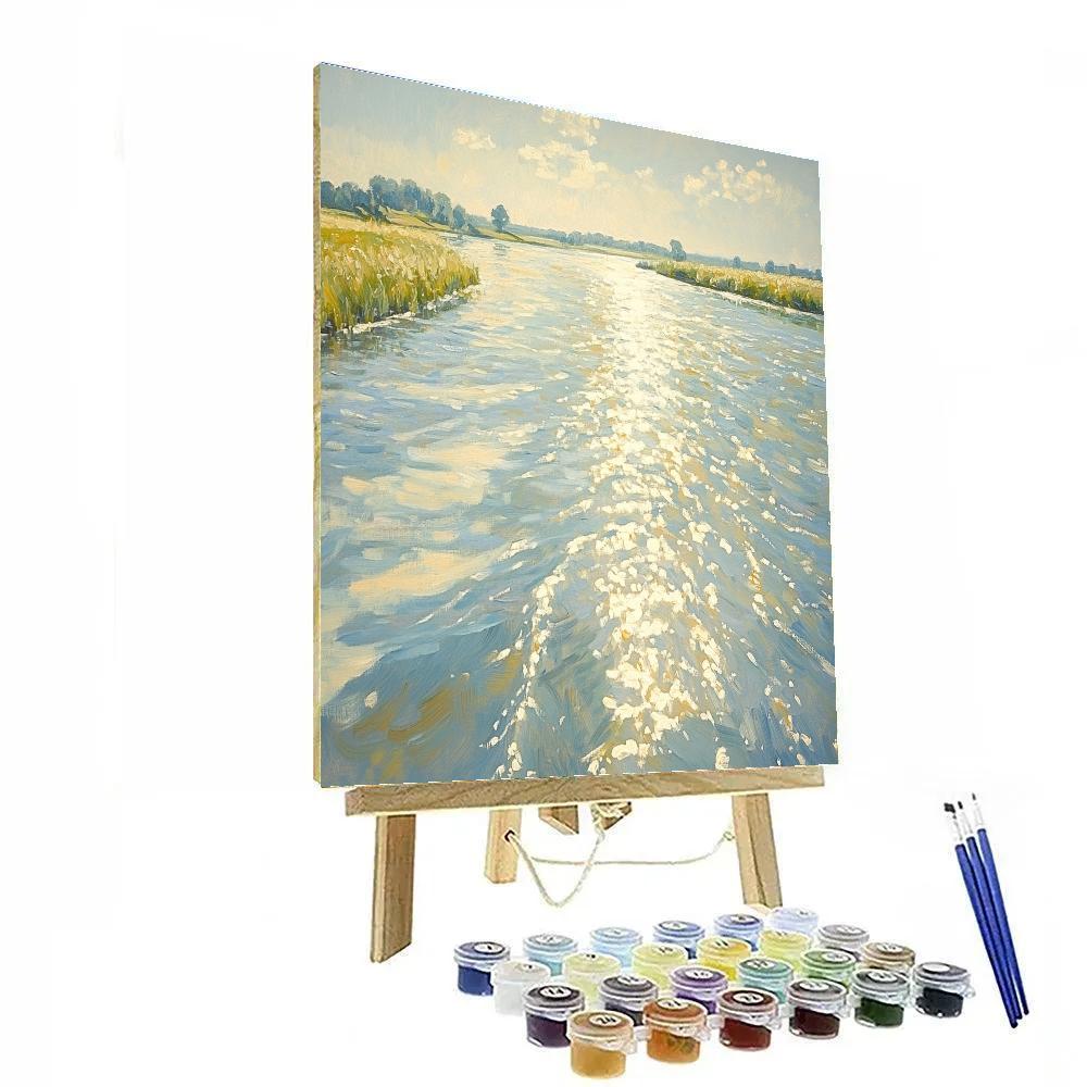 Claude Monet Inspired Summer River Light Speckles Number painting