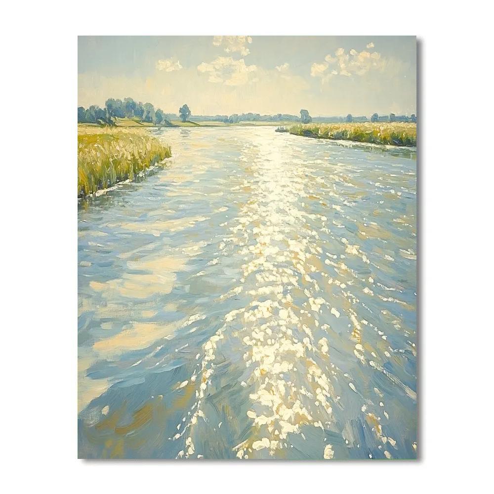 Claude Monet Inspired Summer River Light Speckles Number painting