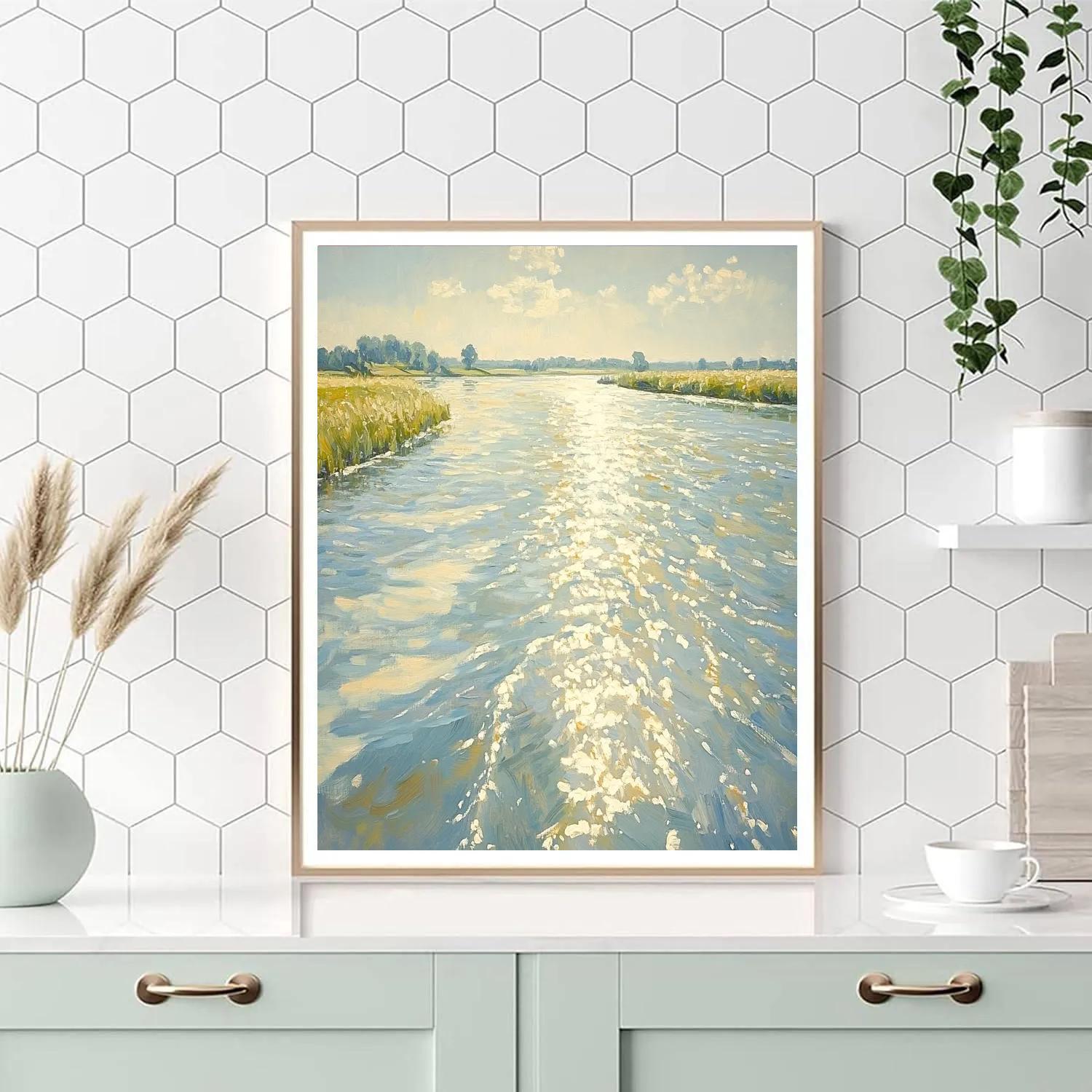 Claude Monet Inspired Summer River Light Speckles Number painting