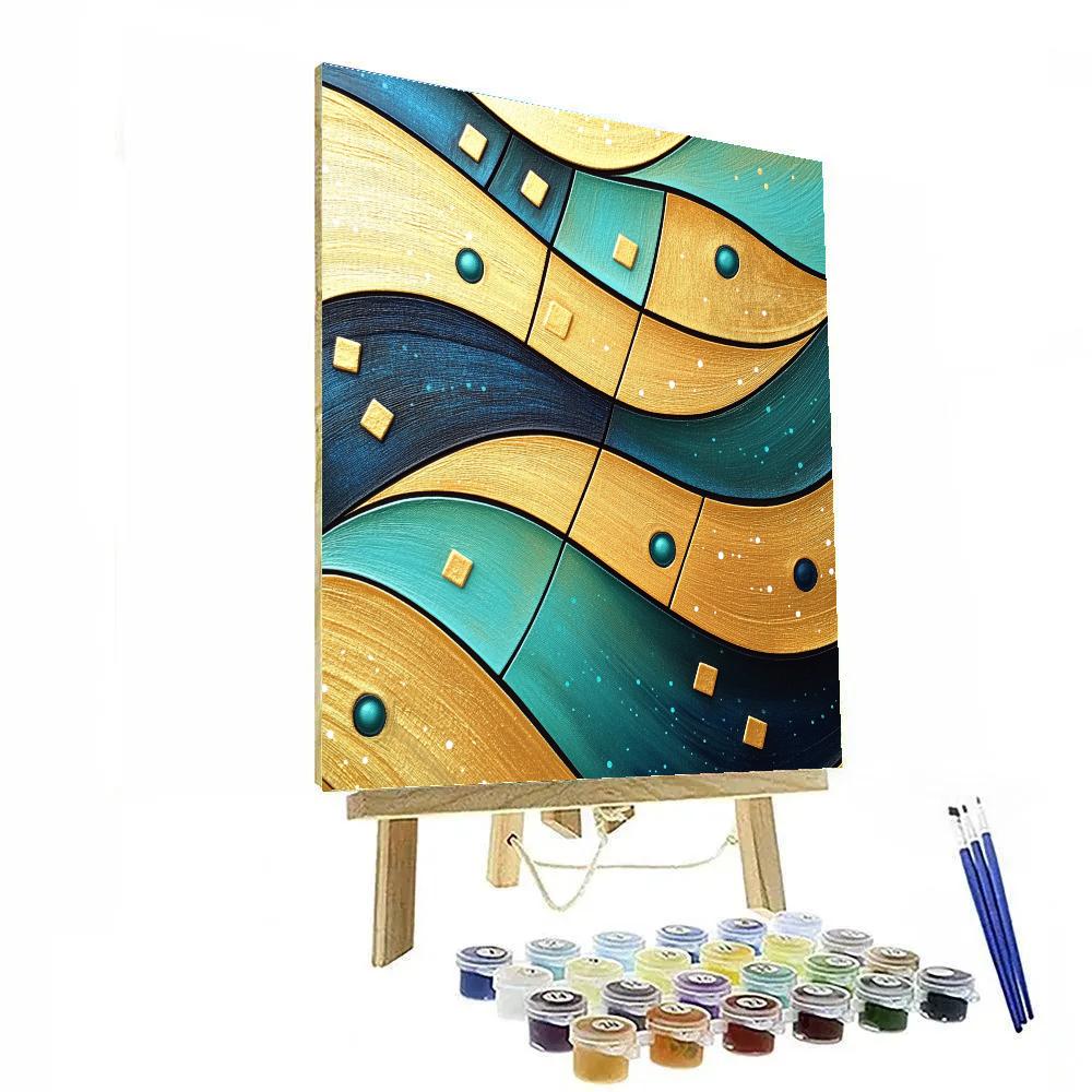 Gustav Klimt Inspired Golden Tidal Patterns paint by number