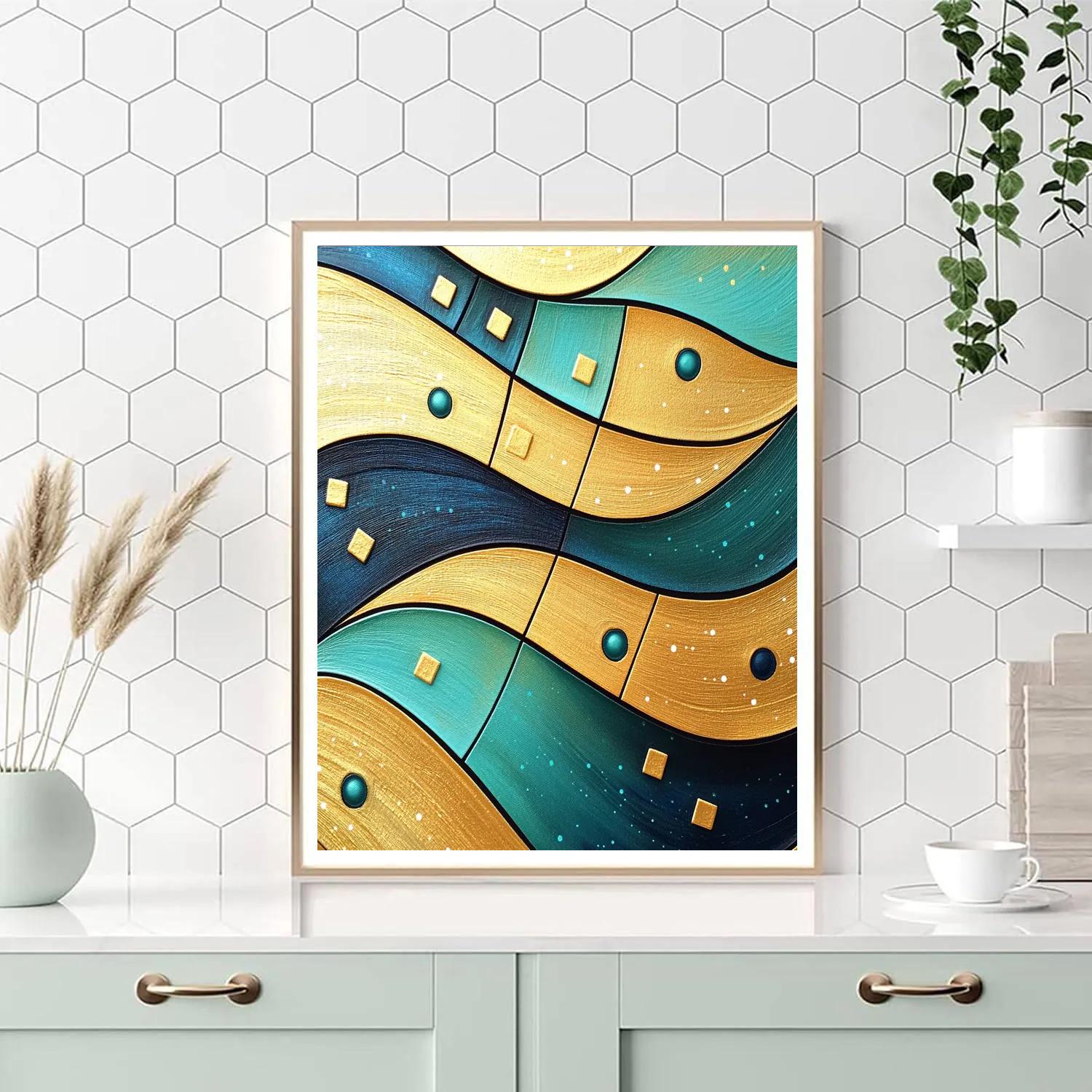 Gustav Klimt Inspired Golden Tidal Patterns paint by number