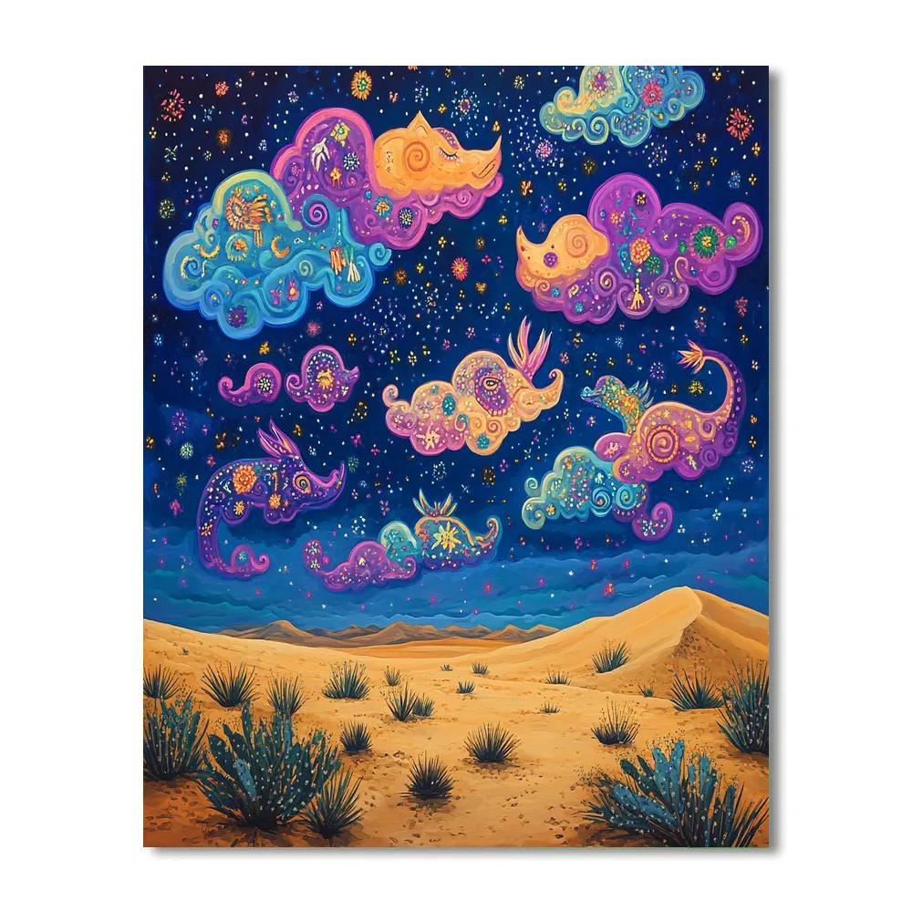 Frida Kahlo Inspired Desert Alebrije Sky paint by numbers