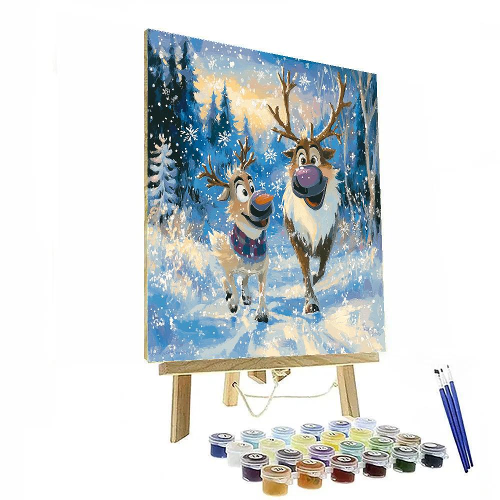 Frozens Sven And Kristoff Winter Trek Disney Inspired Paint by numbers art