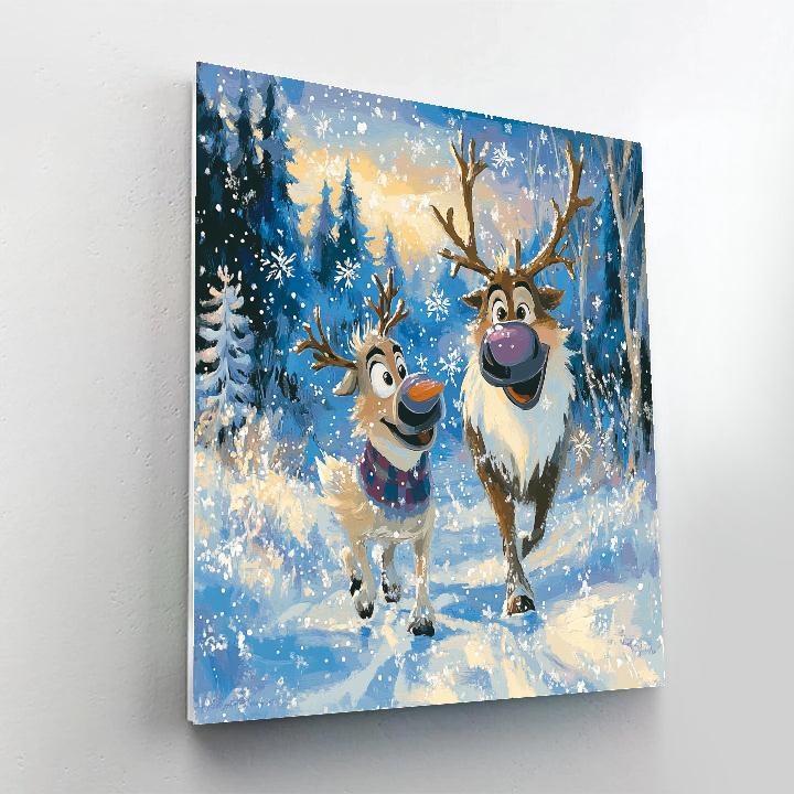 Frozens Sven And Kristoff Winter Trek Disney Inspired Paint by numbers art