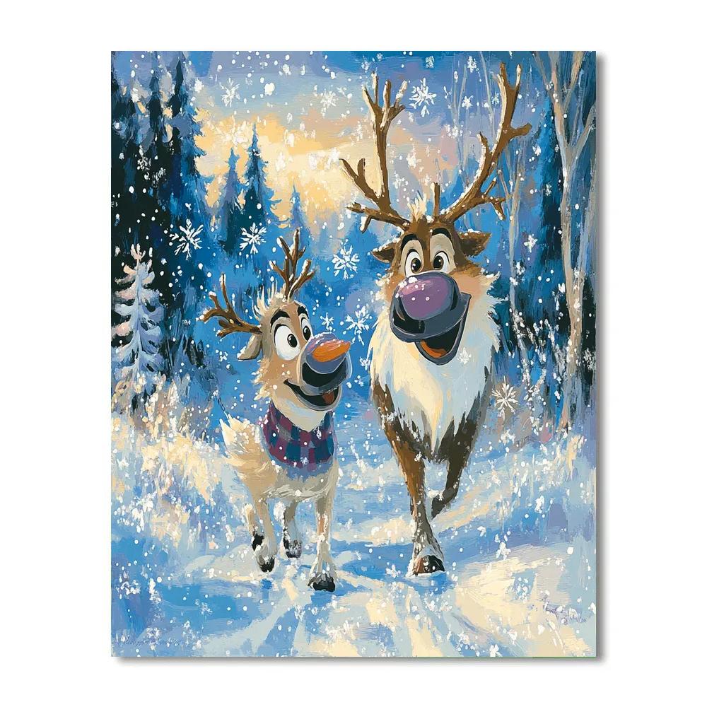 Frozens Sven And Kristoff Winter Trek Disney Inspired Paint by numbers art