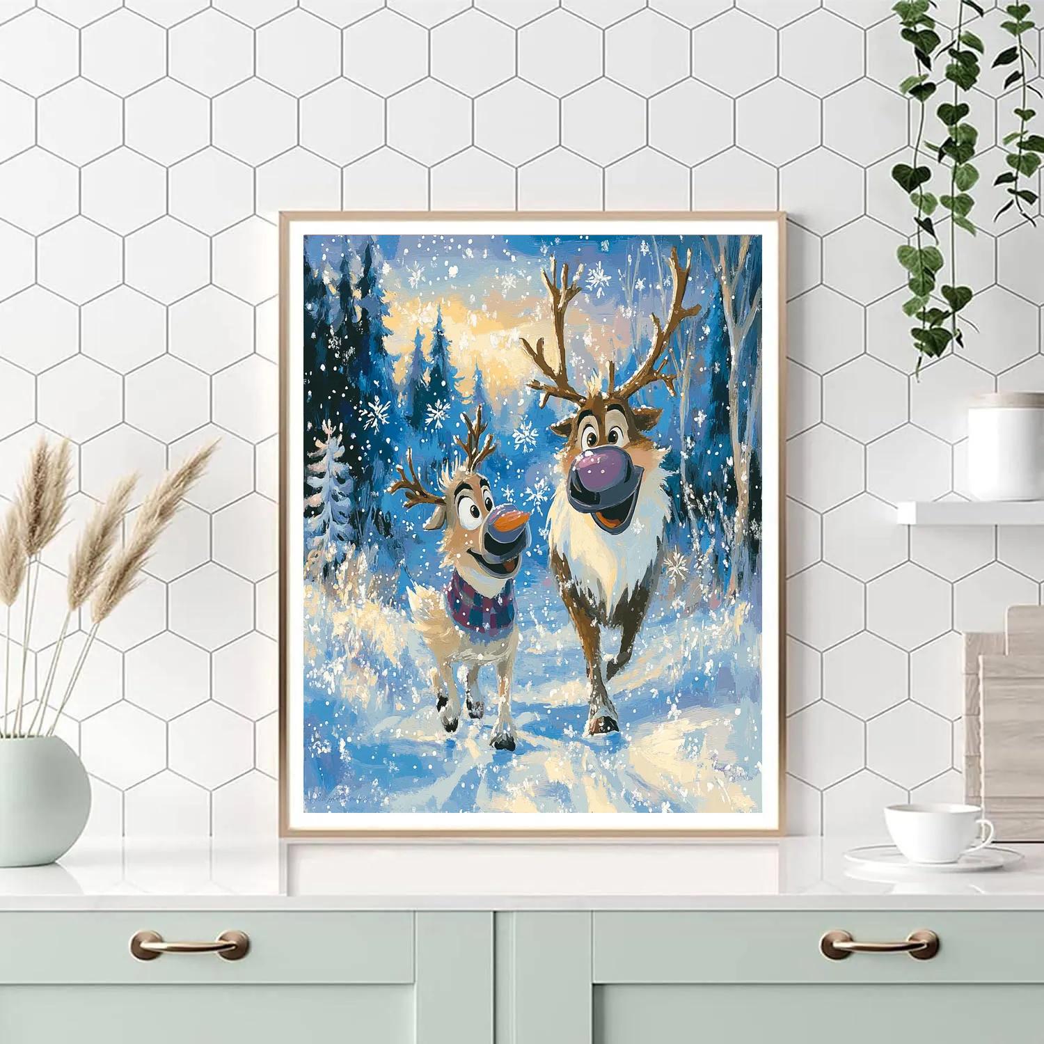 Frozens Sven And Kristoff Winter Trek Disney Inspired Paint by numbers art
