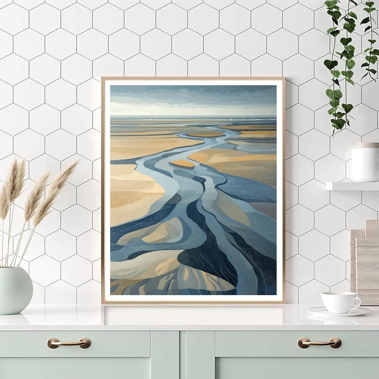Leonardo Da Vinci Inspired Abstract Tidal Flats Paint by numbers art