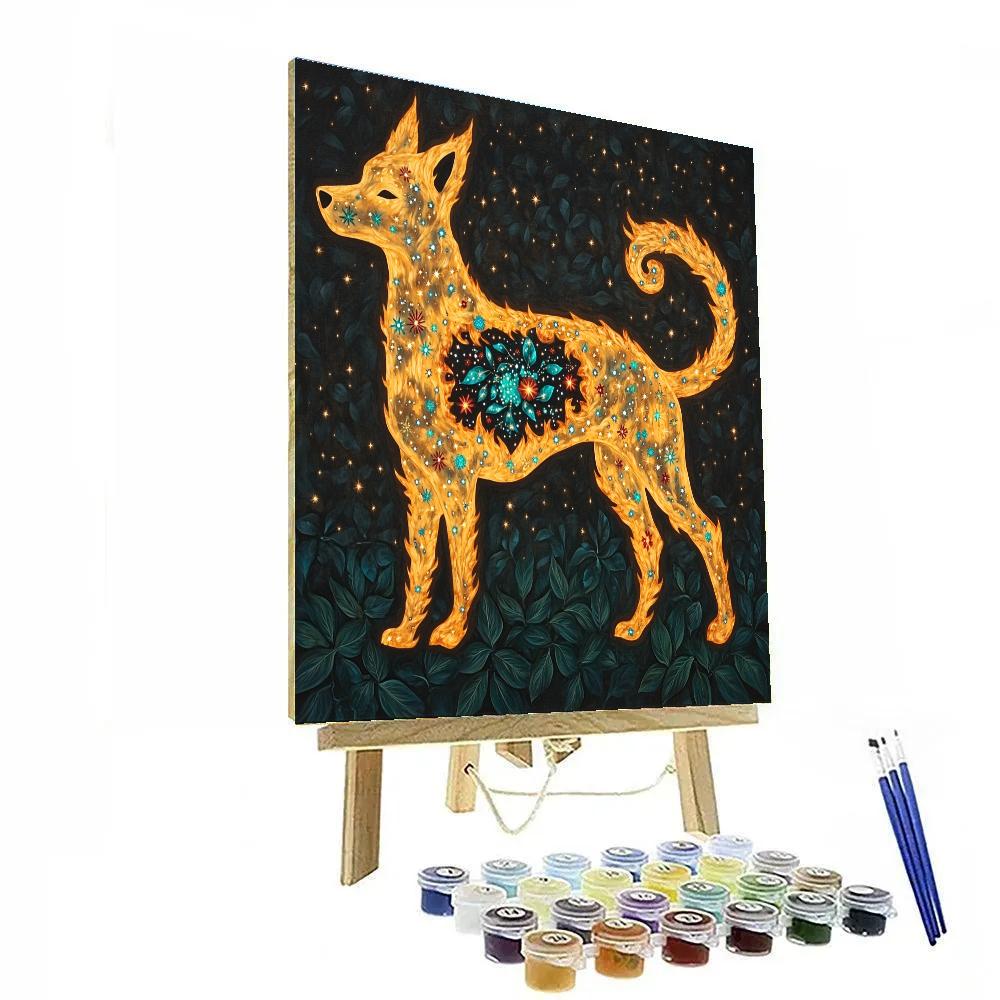Frida Kahlo Inspired Sacred Xolo Flame paint by number