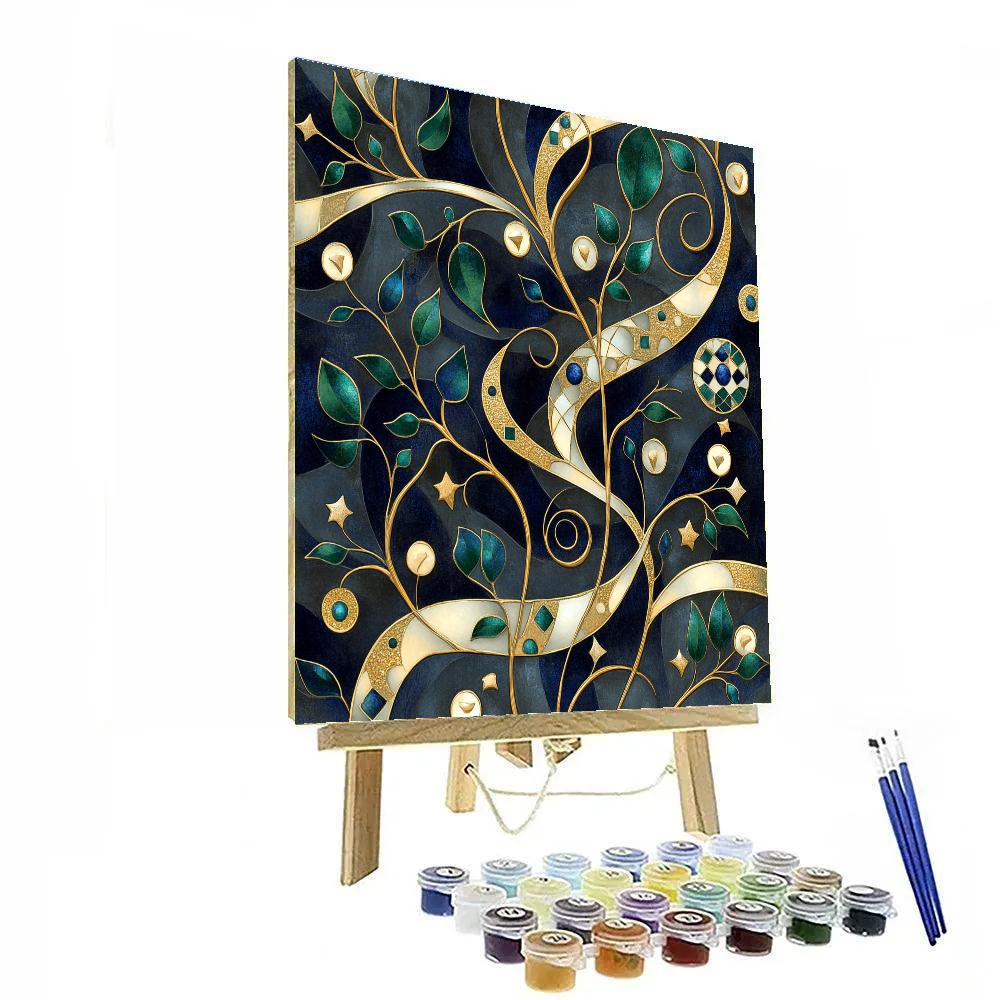 Gustav Klimt Inspired Celestial Vine Patterns Numbered painting kits