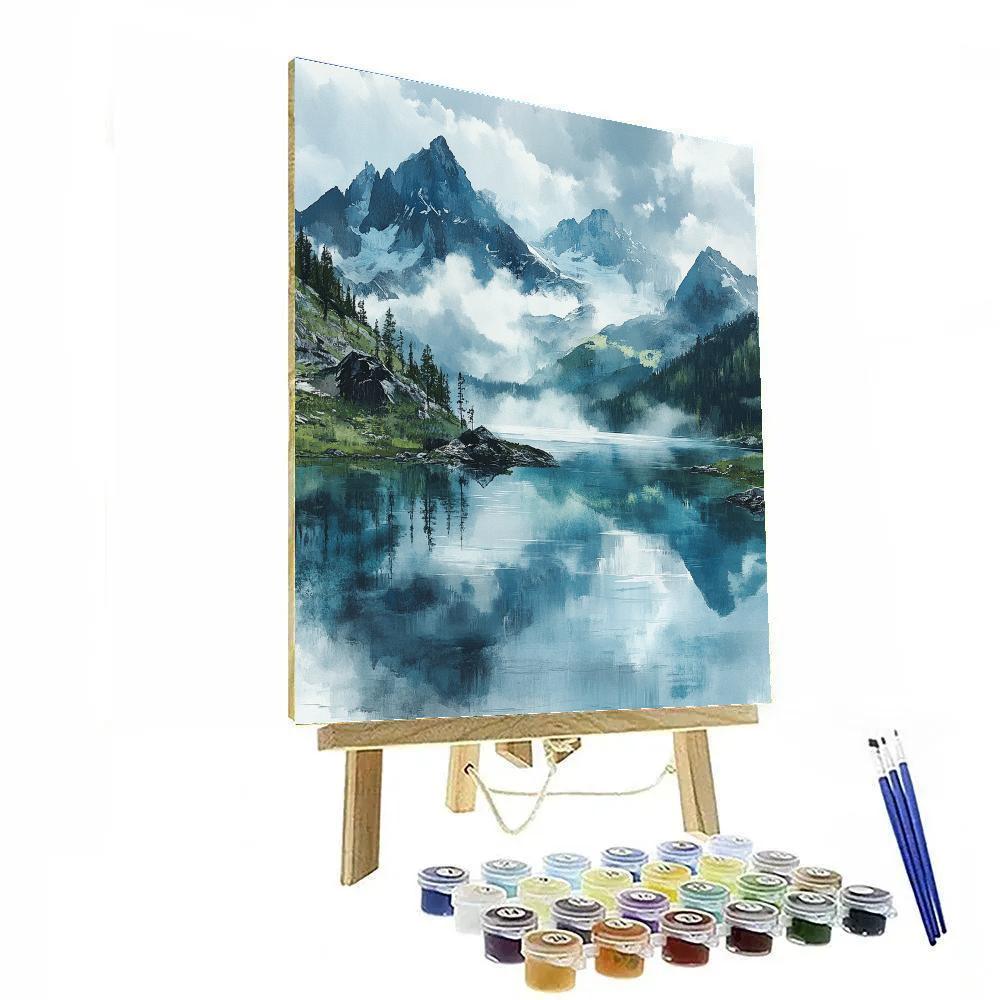 Leonardo Da Vinci Inspired Veiled Mountain Lakes painting number kit