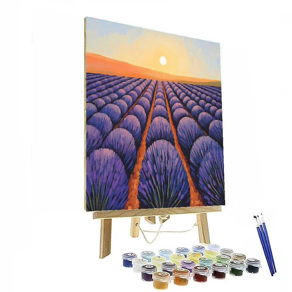 Claude Monet Inspired Lavender Field At Sundown Paint by numbers art