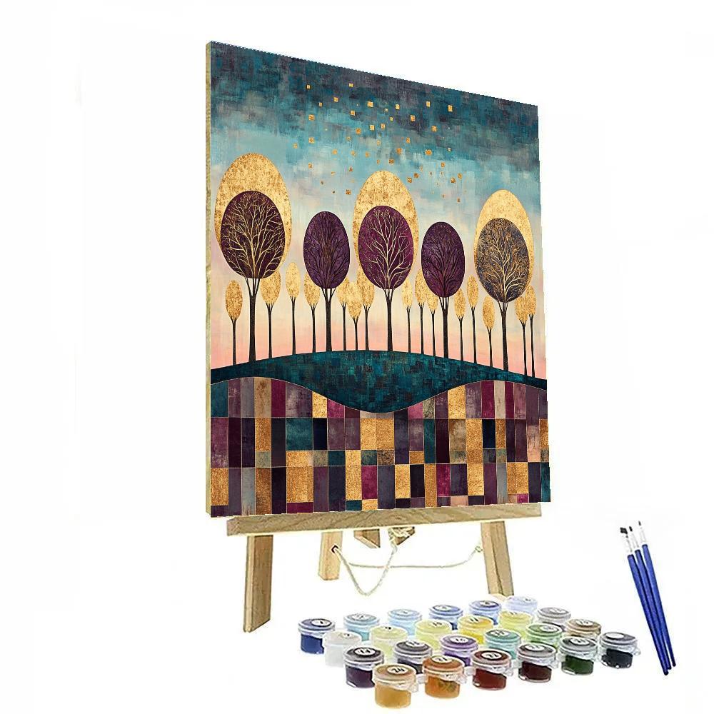 Gustav Klimt Inspired Golden Orchard At Dusk Paint by numbers kits