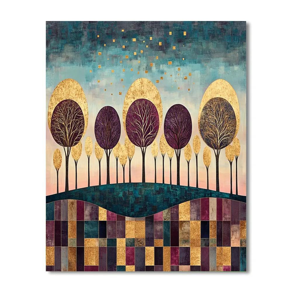 Gustav Klimt Inspired Golden Orchard At Dusk Paint by numbers kits