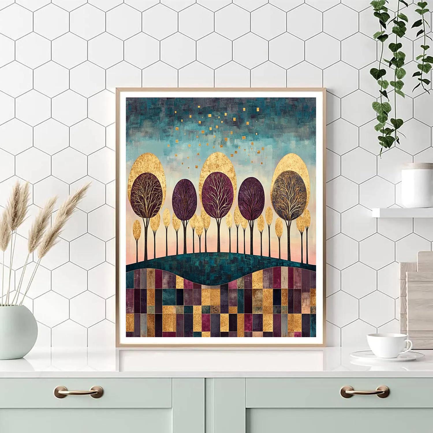 Gustav Klimt Inspired Golden Orchard At Dusk Paint by numbers kits