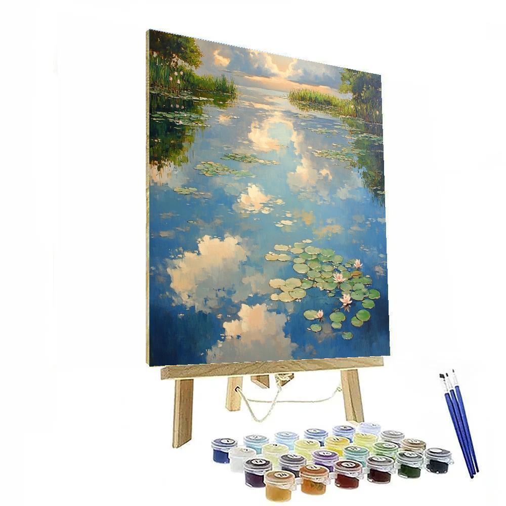 Claude Monet Inspired Reflected Clouds On Garden Pond Paint by numbers art
