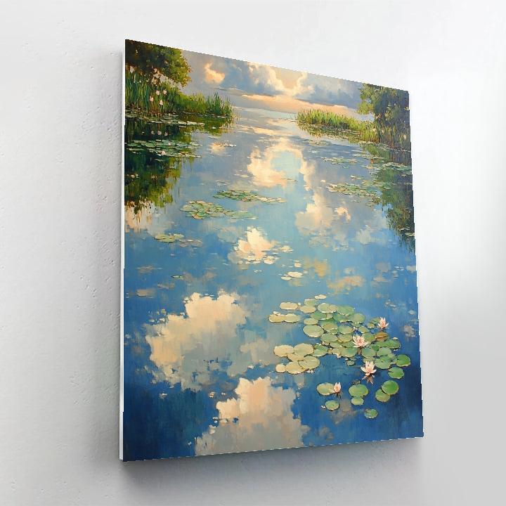 Claude Monet Inspired Reflected Clouds On Garden Pond Paint by numbers art