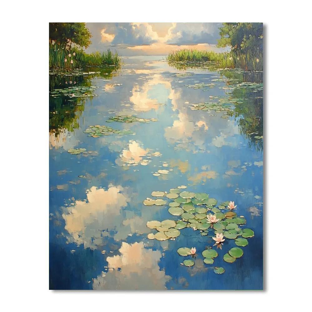 Claude Monet Inspired Reflected Clouds On Garden Pond Paint by numbers art