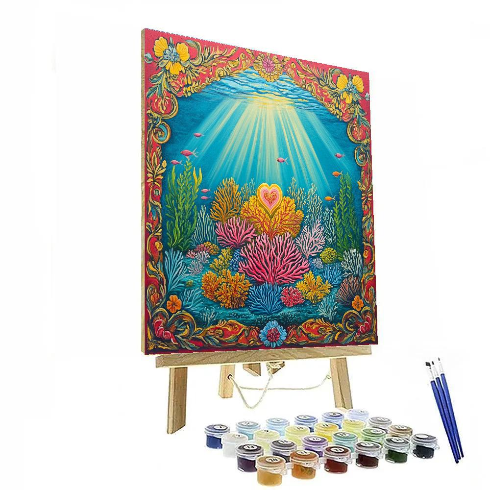 Frida Kahlo Inspired Coral Reef Retablo paint by color