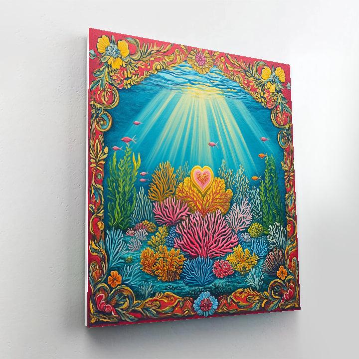 Frida Kahlo Inspired Coral Reef Retablo paint by color