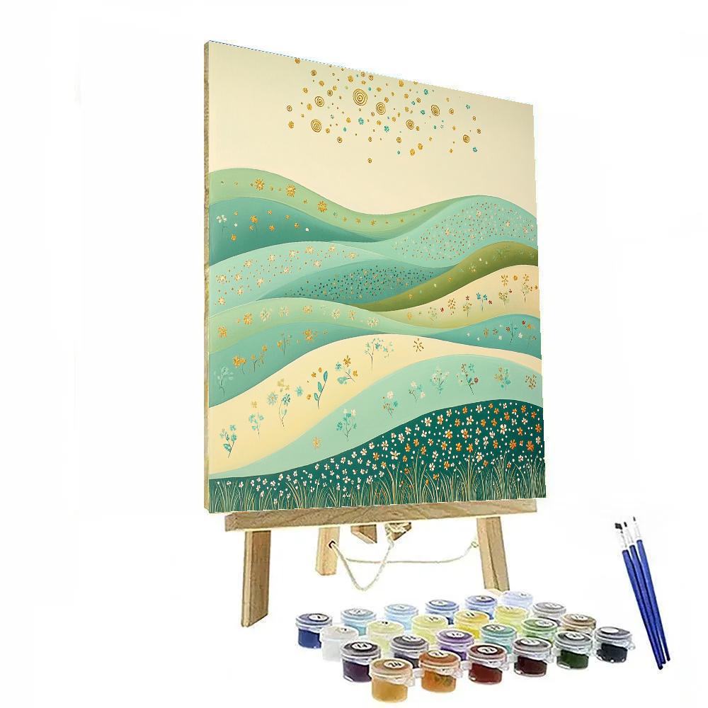 Gustav Klimt Inspired Ornamental Spring Hills paint by numbers