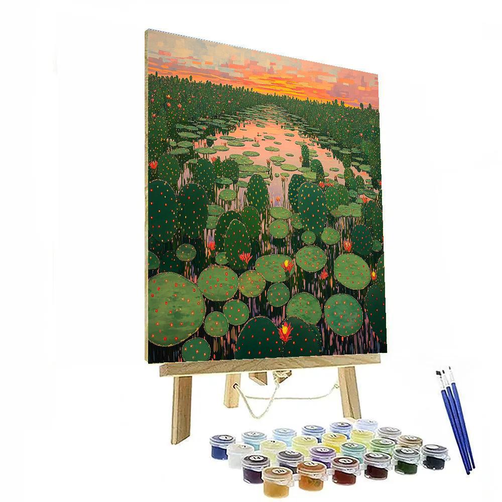 Frida Kahlo Inspired Opuntia Mirror Desert paint by numbers