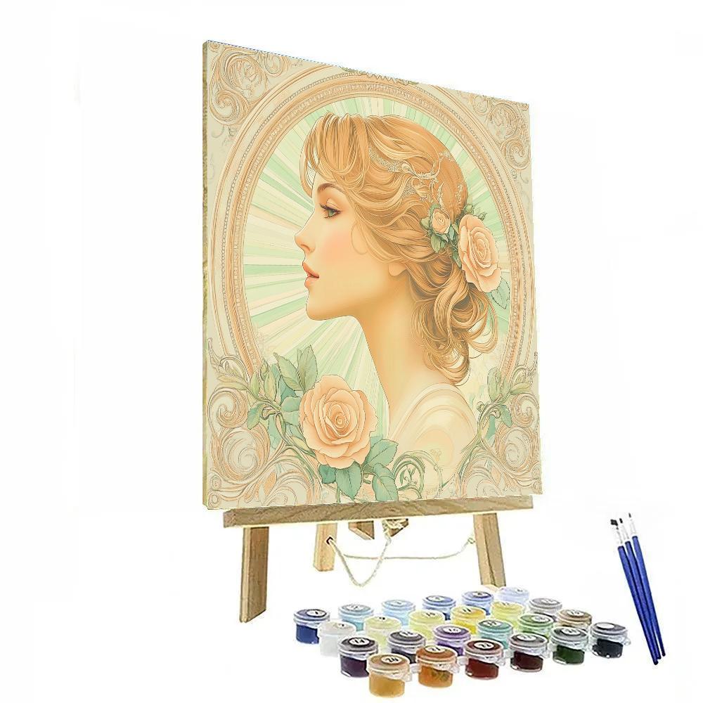 Alphonse Mucha Inspired Floral Perfume Muse Number painting
