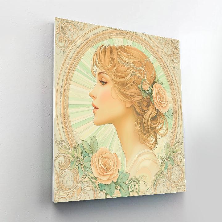 Alphonse Mucha Inspired Floral Perfume Muse Number painting