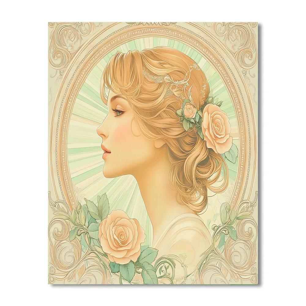 Alphonse Mucha Inspired Floral Perfume Muse Number painting