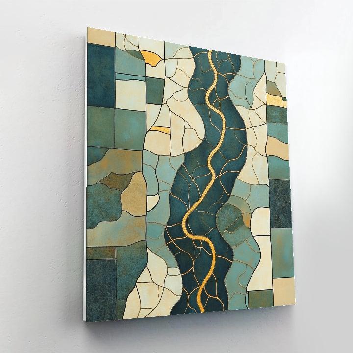 Gustav Klimt Inspired Golden River Delta Patterns Number painting