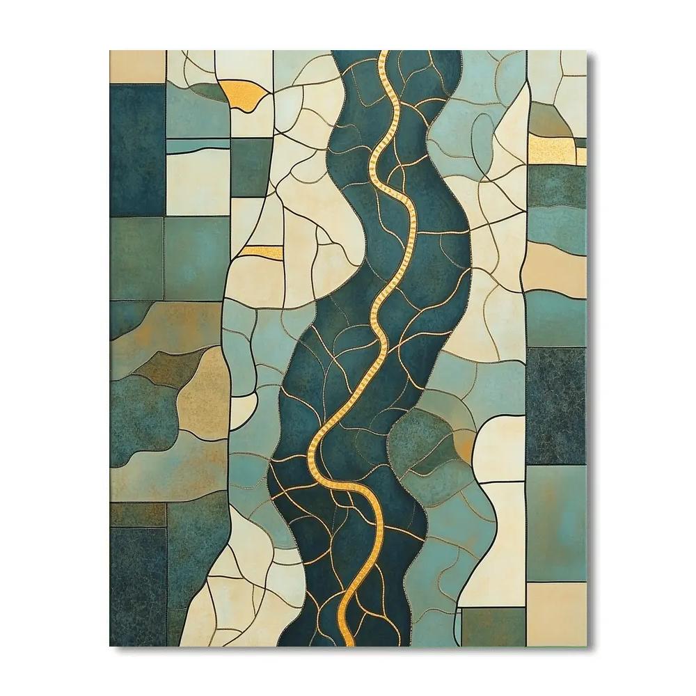 Gustav Klimt Inspired Golden River Delta Patterns Number painting