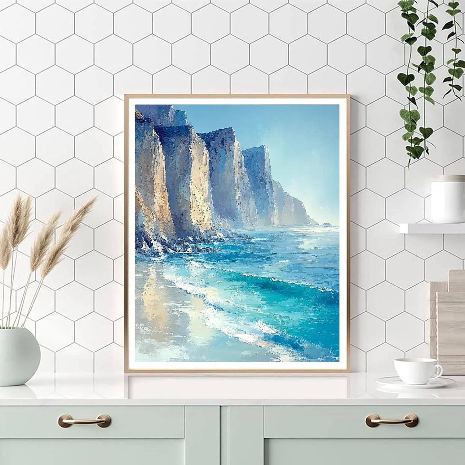 Claude Monet Inspired Sea Cliffs Under Morning Light Number painting