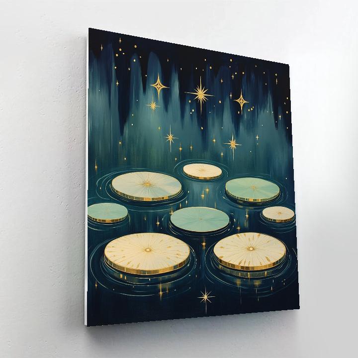 Gustav Klimt Inspired Starlit Patterned Marsh Lilies Paint by numbers art