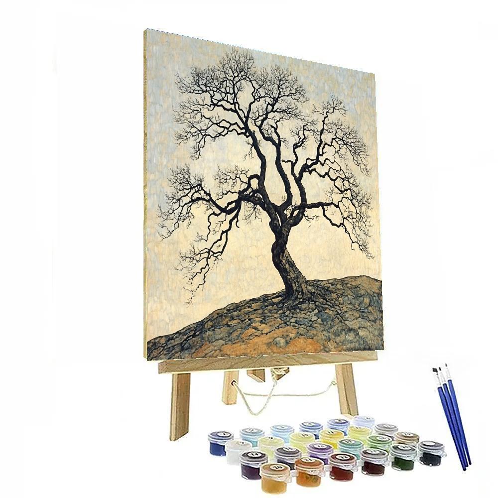 Egon Schiele Inspired Expressive Tree In Winter Paint by numbers art