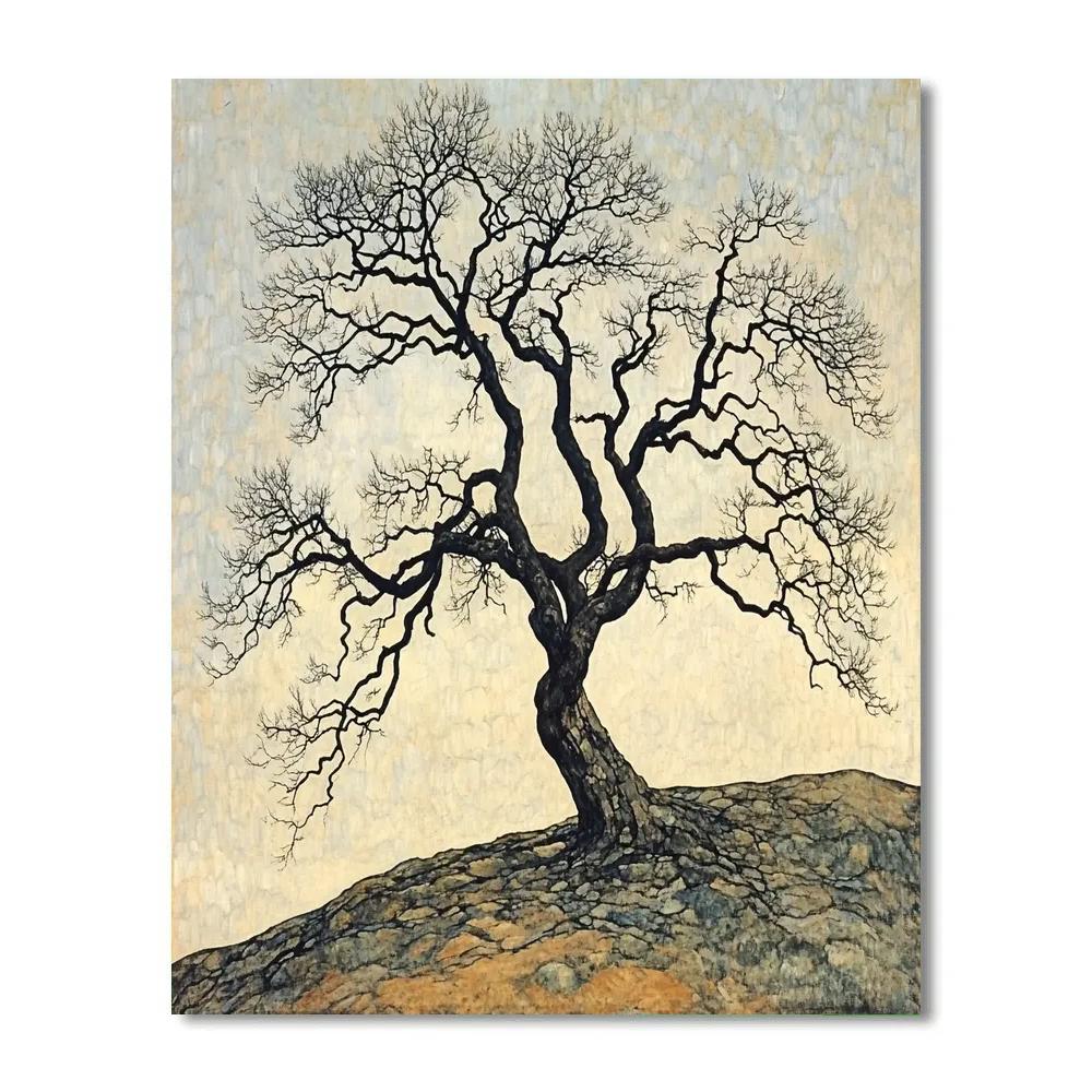 Egon Schiele Inspired Expressive Tree In Winter Paint by numbers art