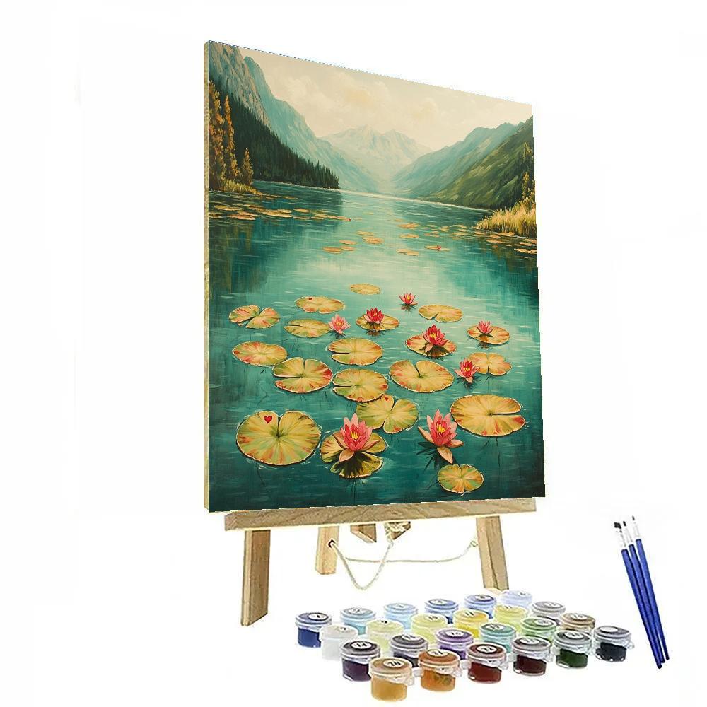 Frida Kahlo Inspired Lake Of Floating Hearts In Bloom painting number kit