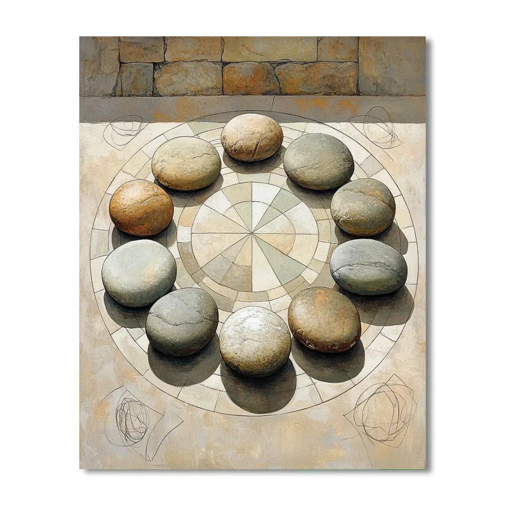Leonardo Da Vinci Inspired River Stones Mandala paint by number