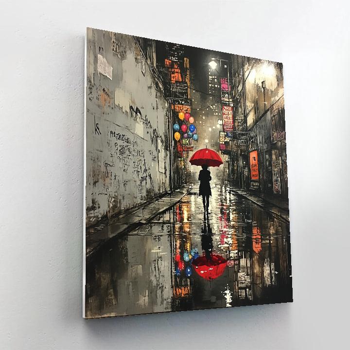 Banksy Inspired Urban Rainy Street paint by numbers