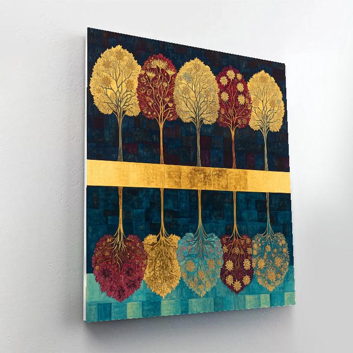 Gustav Klimt Inspired Golden Orchard Reflections Painting by numbers kit