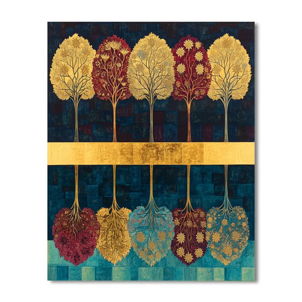Gustav Klimt Inspired Golden Orchard Reflections Painting by numbers kit