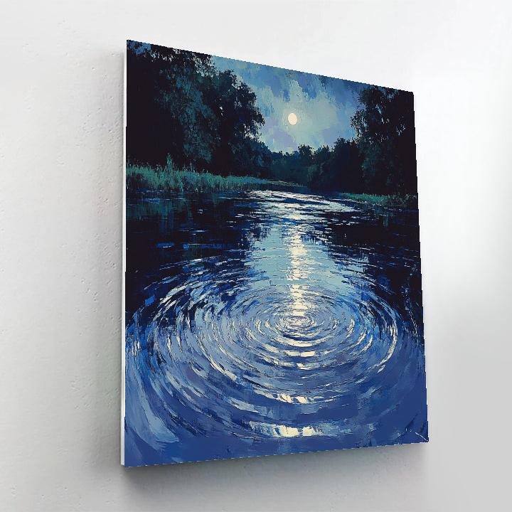 Claude Monet Inspired Moonlit Ripples On River paint by color