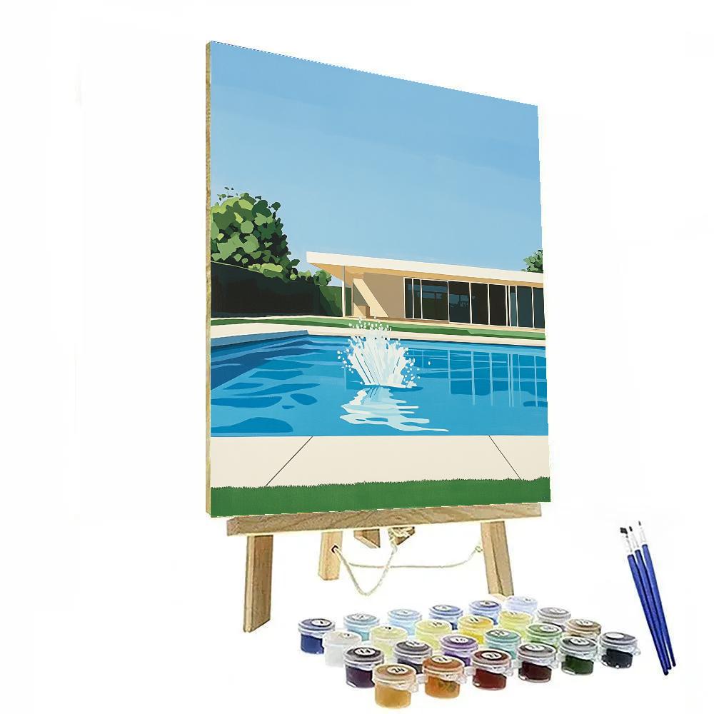 David Hockney Inspired Bright Backyard Pool Paint by numbers kits