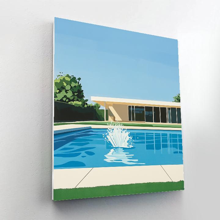David Hockney Inspired Bright Backyard Pool Paint by numbers kits