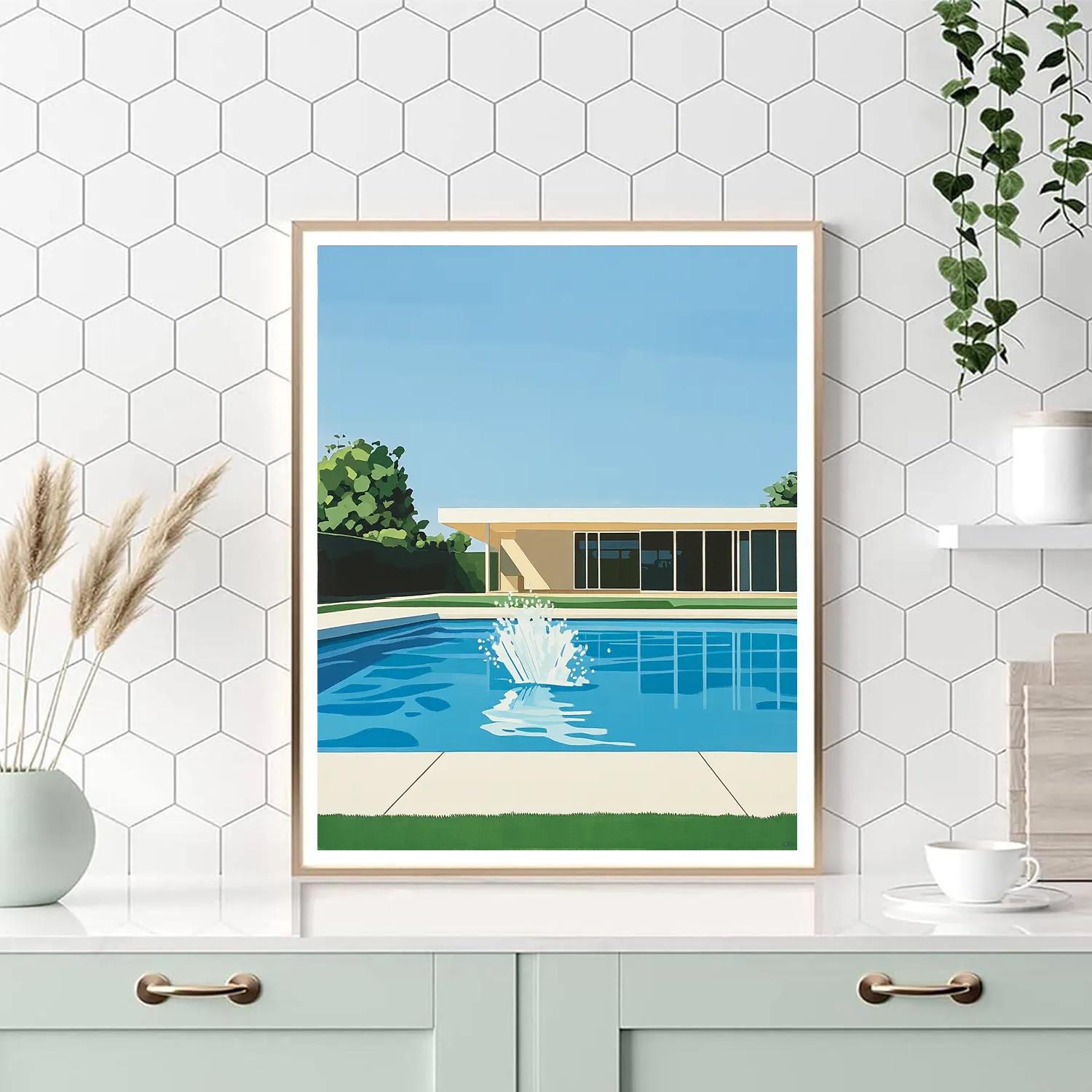 David Hockney Inspired Bright Backyard Pool Paint by numbers kits